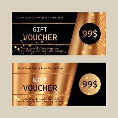 Vector set of luxury gift certificates. Elegant template for holiday gift card, coupon and certificate.