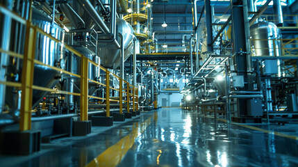 The interior of a chemical factory with reactors for hydrogen and ammonia synthesis highlighting the sophistication of chemical engineering