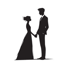 Silhouette of Couple Holding Hands: Symbolizing Love, Connection, and Togetherness in Vector Form- romantic couple vector stock.