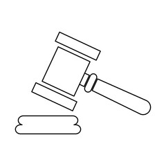 Judge hammer icon, law auction symbol, gavel justice sign vector illustration button