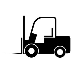 Forklift transport icon, industry vehicle machine symbol, fork truck warehouse vector illustration