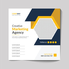 Obraz premium Instagram social media post template with creative marketing agency webinar concept design