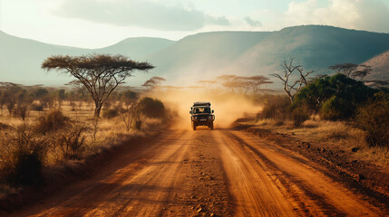 Safari Adventure at Sunset in Tanzania