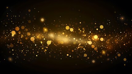 Ethereal golden bokeh lights on a dark background. Perfect for festive and luxury design projects. Adds a touch of elegance and sparkle to any visual. AI - obrazy, fototapety, plakaty