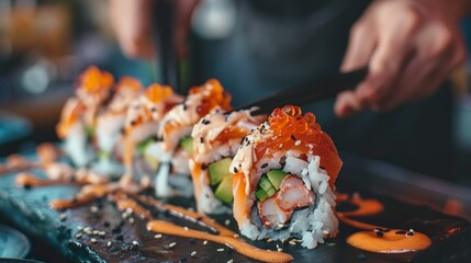 Fusion sushi rolls combining traditional Japanese ingredients with modern flavors - Powered by Adobe