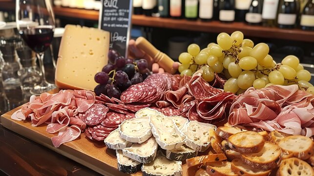 Elegant wine bar ambiance serving up traditional boards with modern accouterments