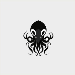 Octopus head outline, logo or icon vector design in minimalist style.