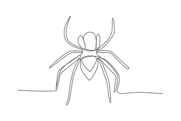 Spider One Line Drawing of minimal out line abstract vector art drawing