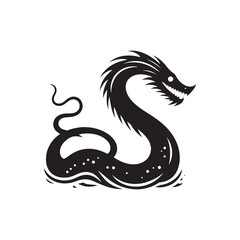 Loch Ness Sea Monster Silhouette Vector: Capturing the Mystique of the Legendary Creature in Simplified Form- Loch ness sea monster vector stock.