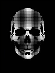 A black and white skull wearing glasses, showcasing a unique and quirky aesthetic