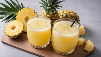fresh organic pineapple and pomelo with ginger juice asian detox drink