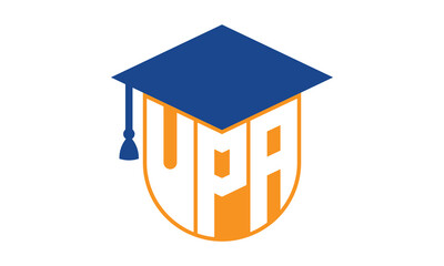 UPA initial letter academic logo design vector template. school college logo, university logo, graduation cap logo, institute logo, educational logo, library logo, teaching logo, book shop, varsity	
 - obrazy, fototapety, plakaty