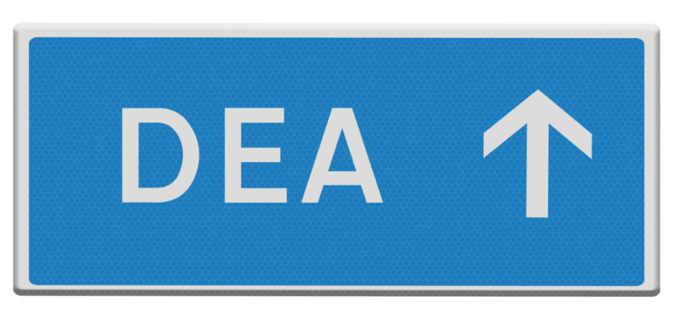 Sign Directions to the AED defibrillator (French version).Panneau Directions vers le défibrillateur DEA (version française)