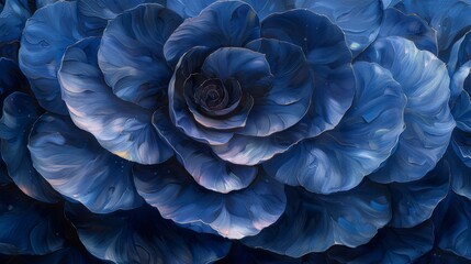  a close up of a blue flower that looks like it has a very large flower in it's center.