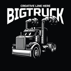 big truck and smoke with black background