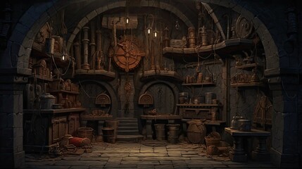 Interior of the church of the holy sepulchre. AI generated art illustration.