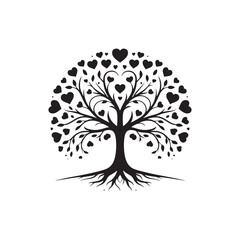 Heartfelt Love Tree Silhouette Vector: Symbolizing Romance and Affection in Nature's Embrace- love tree vector stock.