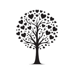 Heartfelt Love Tree Silhouette Vector: Symbolizing Romance and Affection in Nature's Embrace- love tree vector stock.