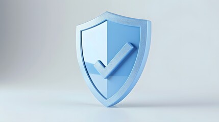 cartoon 3d Icon safety shield check mark perspective . Blue symbol security safety icon. Checkmark...