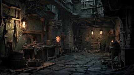 Interior of the church of the holy sepulchre. AI generated art illustration.