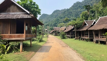Fototapeta na wymiar Kiriwong village - one of the best fresh air village in Thailand and live in old Thai style culture