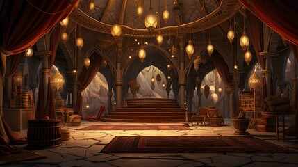 Obraz premium Interior of church in night. AI generated art illustration.