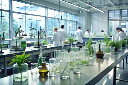 Group of scientists carrying out scientific research in a modern laboratory.