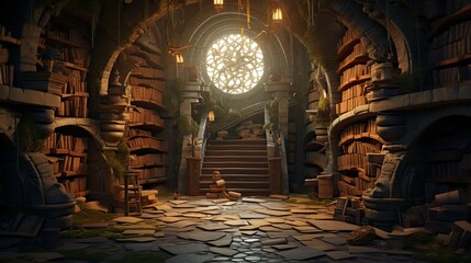 Obraz premium Old cellar. AI generated art illustration.