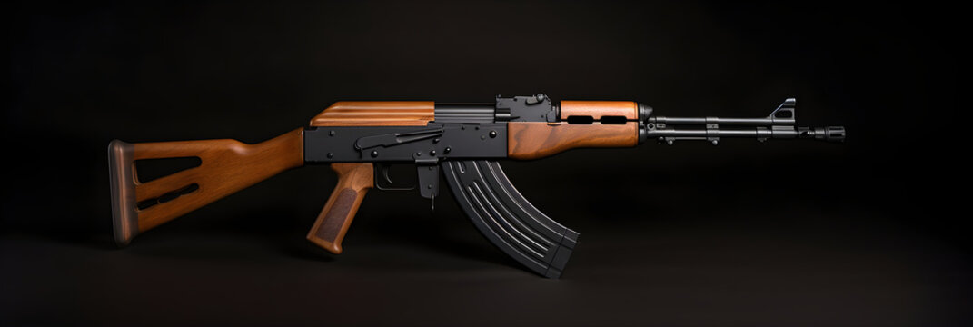 Illustration of an Iconic AK-47 Assault Rifle against a Neutral Background