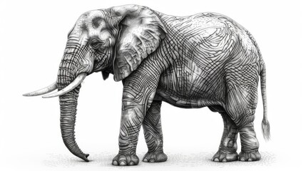  a pencil drawing of an elephant with tusks and tusks on it's tusks.