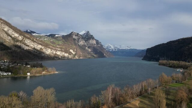 View of Walensee lake with stunning landscapes