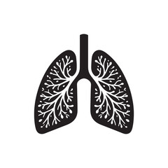 Human Lungs Silhouette Vector: Depicting the Vitality and Functionality of Respiratory Organs in Simplified Form- Human lungs vector stock.