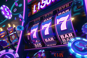 design of slot machine with number 7
