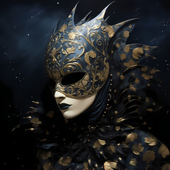 Mysterious masked figure in a moonlit masquerade.