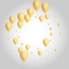 Gold Surprise Background Gray Vector. Toy Holiday Frame. Golden Fly Confetti. Air Rainbow Banner.