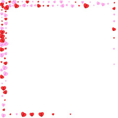 Tender Confetti Background White Vector. Color Frame Heart. Red Mother Illustration. Fond Heart Birthday Backdrop. Pink Decor Pattern.