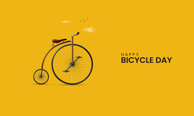 World Bicycle Day, Bicycle day creative design for social media banner, poster 3D Illustration