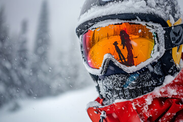 Man Snowboarder in ski area - obrazy, fototapety, plakaty