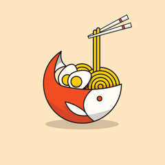 Fish Ramen Flat Logo Design