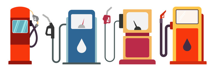 Gasoline pump retro design, gas station vector illustration - obrazy, fototapety, plakaty