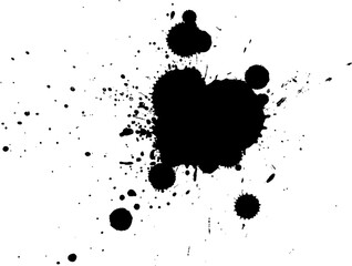 black watercolor ink brush splash splatter on white background