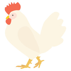 Clip art of one white rooster walking