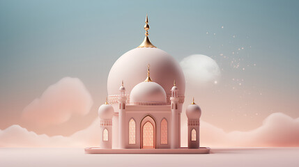 islamic ramadan background, eid al fitri, iftar, eid al adha, beautiful mosque and lantern background. camel in the middle of the desert with mosque	
 - obrazy, fototapety, plakaty
