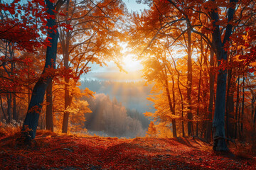 color autumn forest beautiful tree view