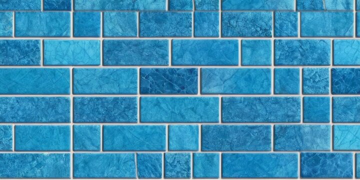 Blue ceramic tile wall texture background. Seamless square pattern.