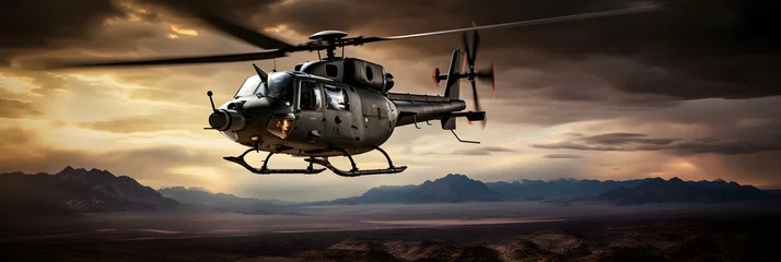 Poster AH-1 Cobra Attack Helicopter - Embodiment of Aerial Power and Precision over Rugged Terrain © Franklin