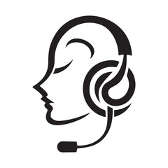 silhouette of a person with headphones, logo person with headphones