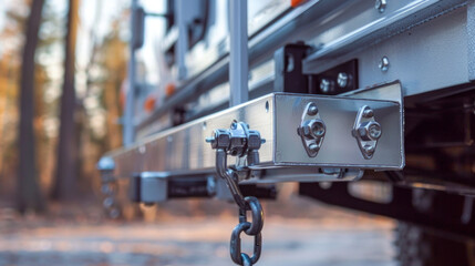 An adjustable trailer hitch, with multiple height settings and a sturdy locking mechanism