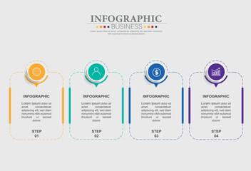 Vector infographic template with 4 option steps, icons and elements. Business concept with 4 options. - obrazy, fototapety, plakaty