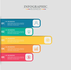 Vector infographic template with 5 option steps, icons and elements. Business concept with 5 options.